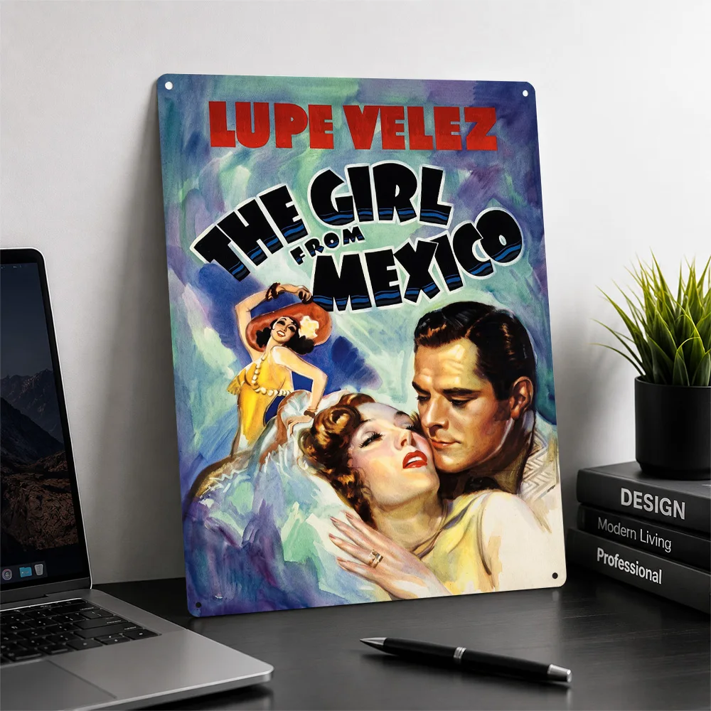 The Girl From Mexico Vintage Personalized 3D Textured Metal Poster Wall Art Vintage Tin Signs for Bathroom Decor Room Wand Deko