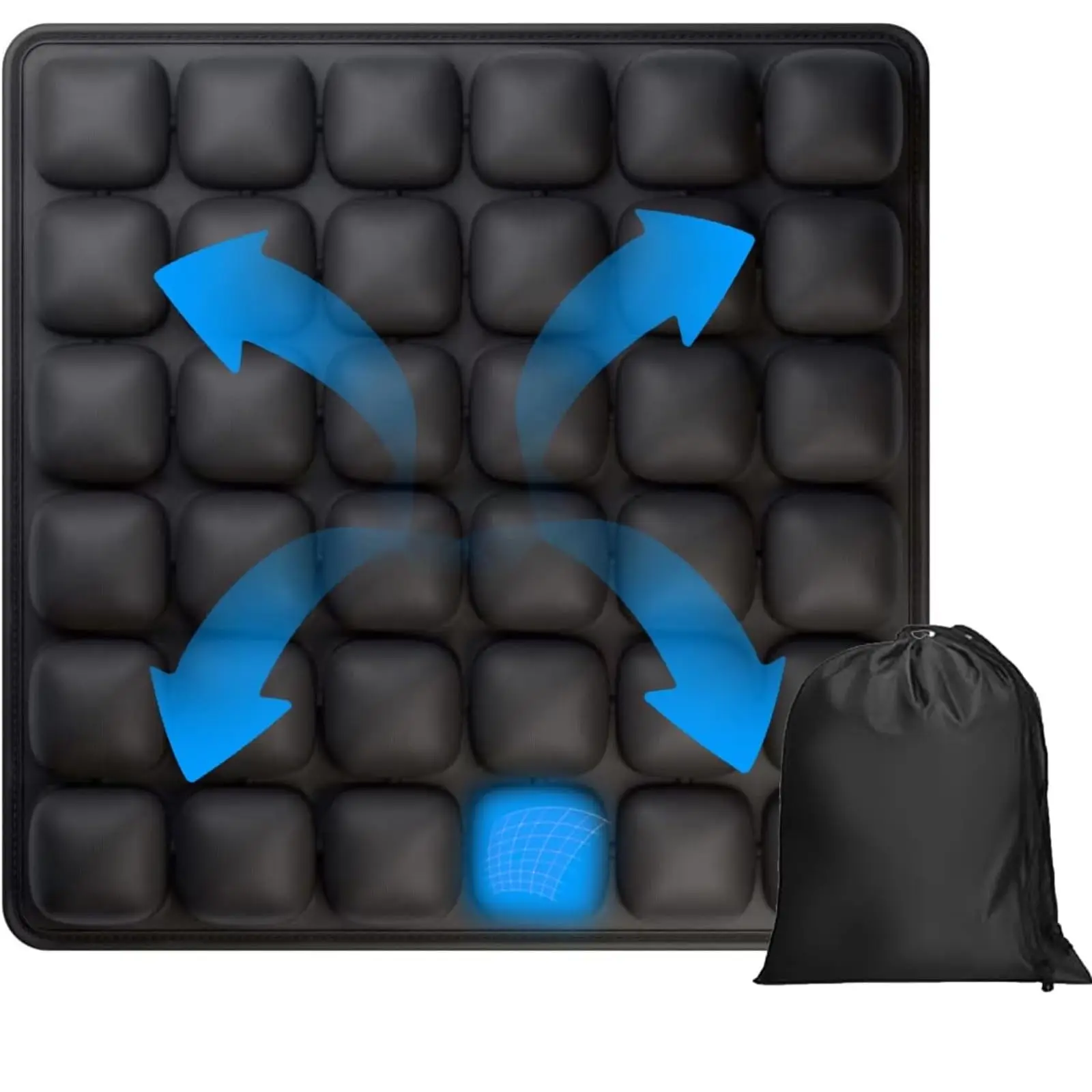 

Inflatable Travel Seat Cushion With 36 Air Cells Ergonomic Pressure Relief For Airplane Car Wheelchair Office