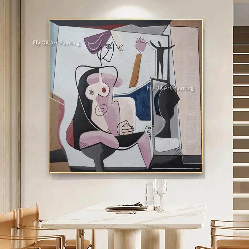 New Design Handmade Picasso Abtsract Brown Abstract People Thick Oil Painting Abstract Brown Green Canvas Artwork For Home Decor