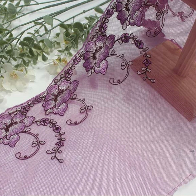 42Yards Floral Mesh Embroidered Lace Trims For Sewing Cloth Accessories Lingerie Bra Costume Curtains Dress