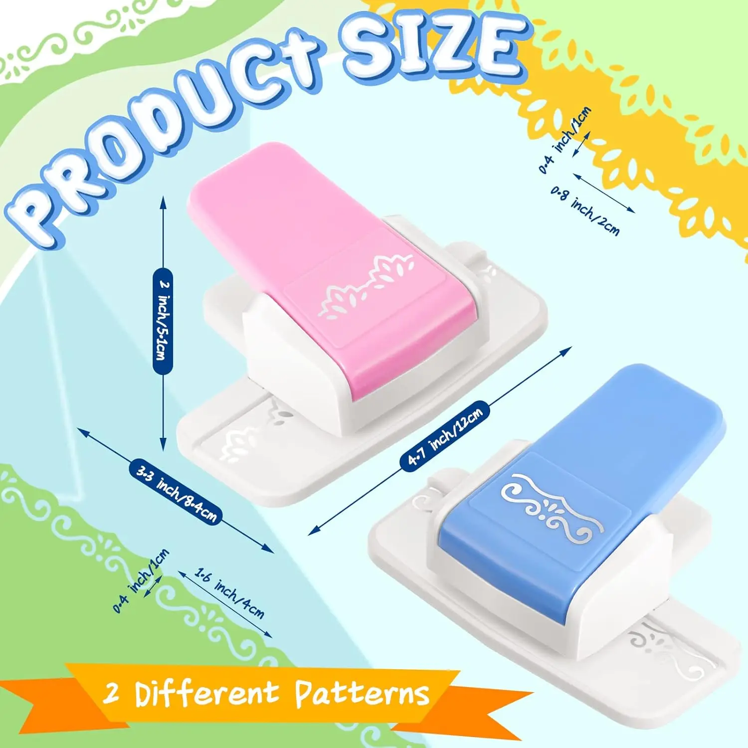 2-Pack Hole Punch Machine, Fancy Border Hole Punch Machine, Suitable for DIY Crafts, Scrapbooking, Wedding Cards (Color Random)