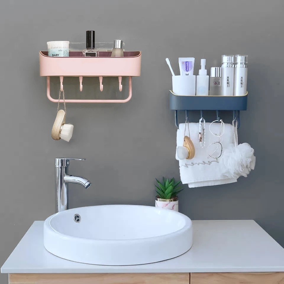 Bathroom Storage Organizer For Cosmetics Shower Rack Shelf Kitchen Organization Wall Mount Holder Spice Accessories Items