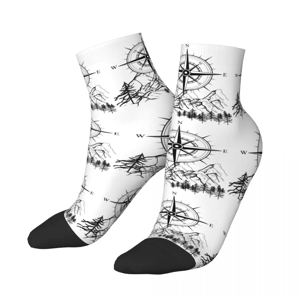 Explore The Unknown Dress Socks for Men Women Warm Fashion Novelty Mountain Adventure Compass Crew Socks