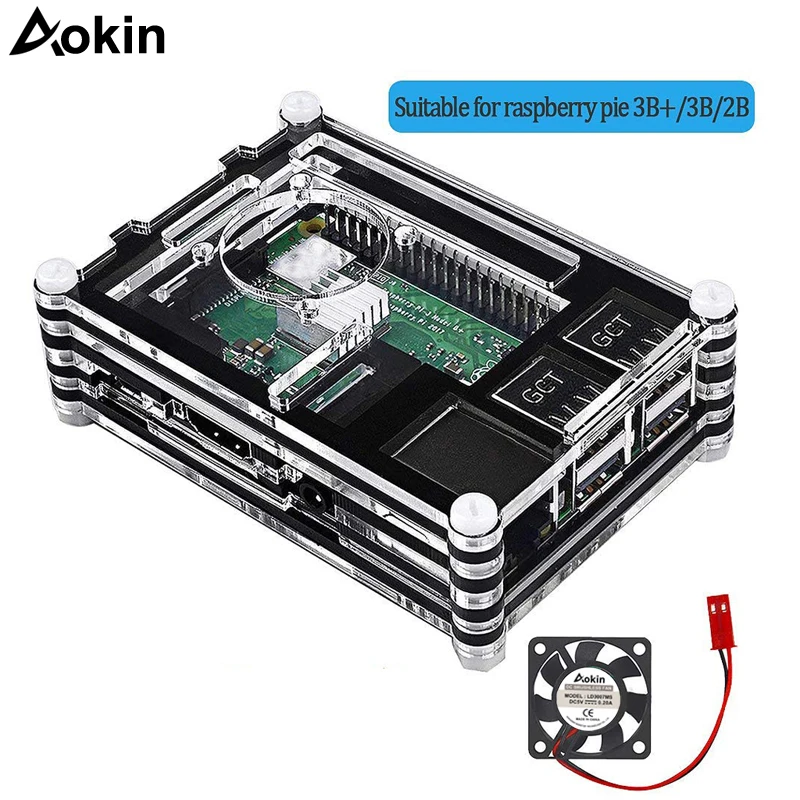 

For Raspberry Pi 3 Enclosure Cases 9 Layer Acrylic Cover Shell with Cooling Fan for Raspberry Pi 3 Model B+ Plus Case