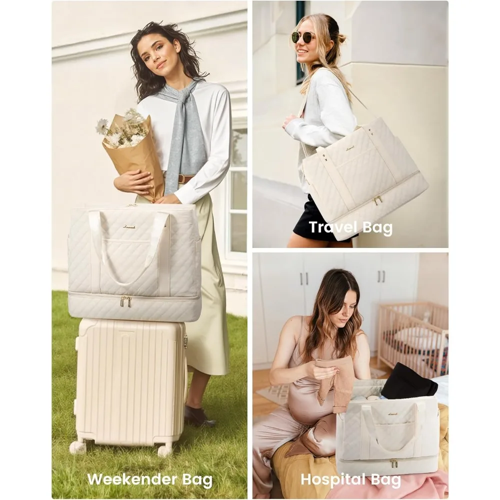 حقيبة نسائية كبيرة سعة 52 لترًا لعطلة نهاية الأسبوع مع حجرة للأحذية وجيب مبلل وعنصر شخصي مبطن للسفر #5