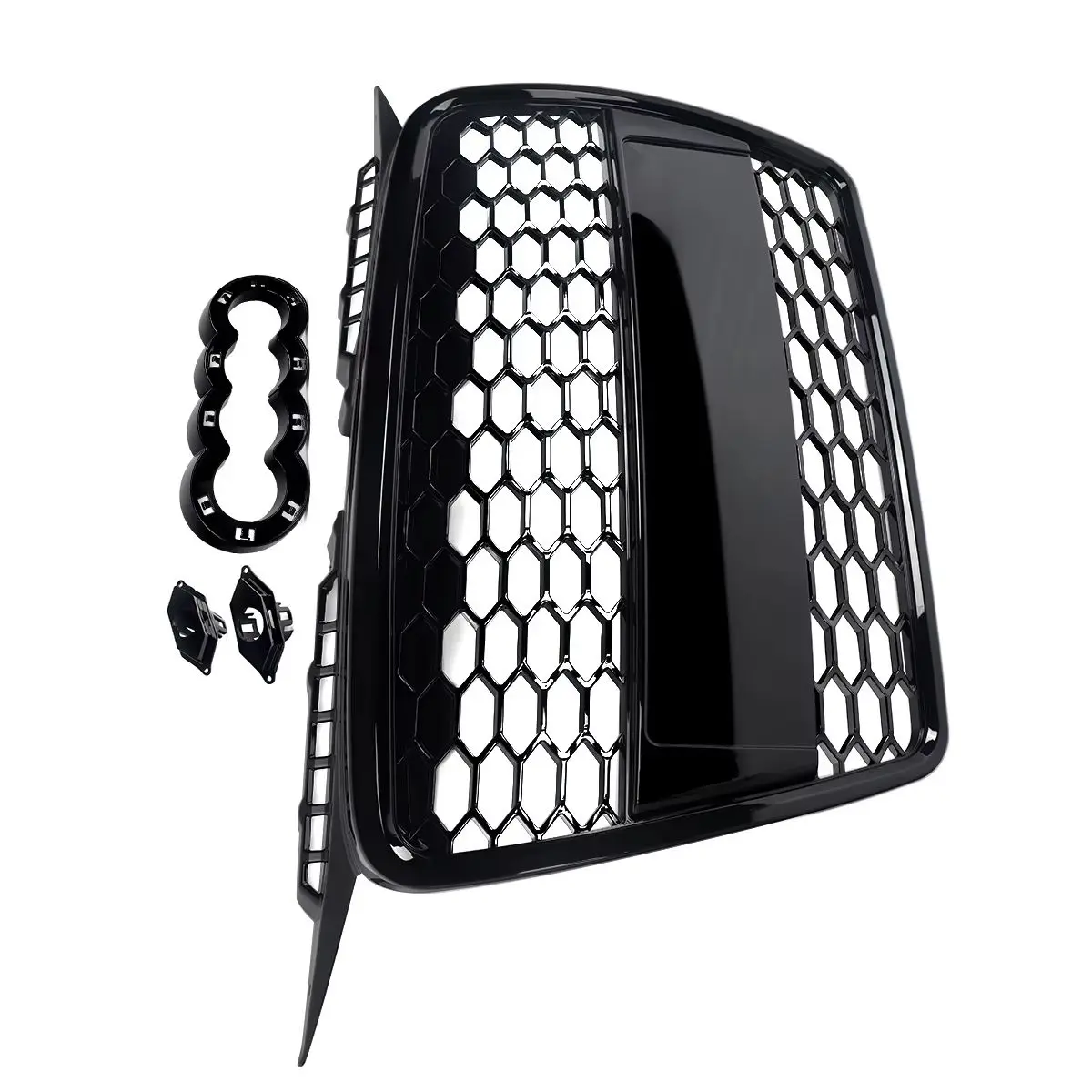 For Audi A3 Bumper Grille Compatible 8P 8PA 2003-2008 RS Style Honeycomb Front Radiator Air Intake Mesh Grill Gloss Black