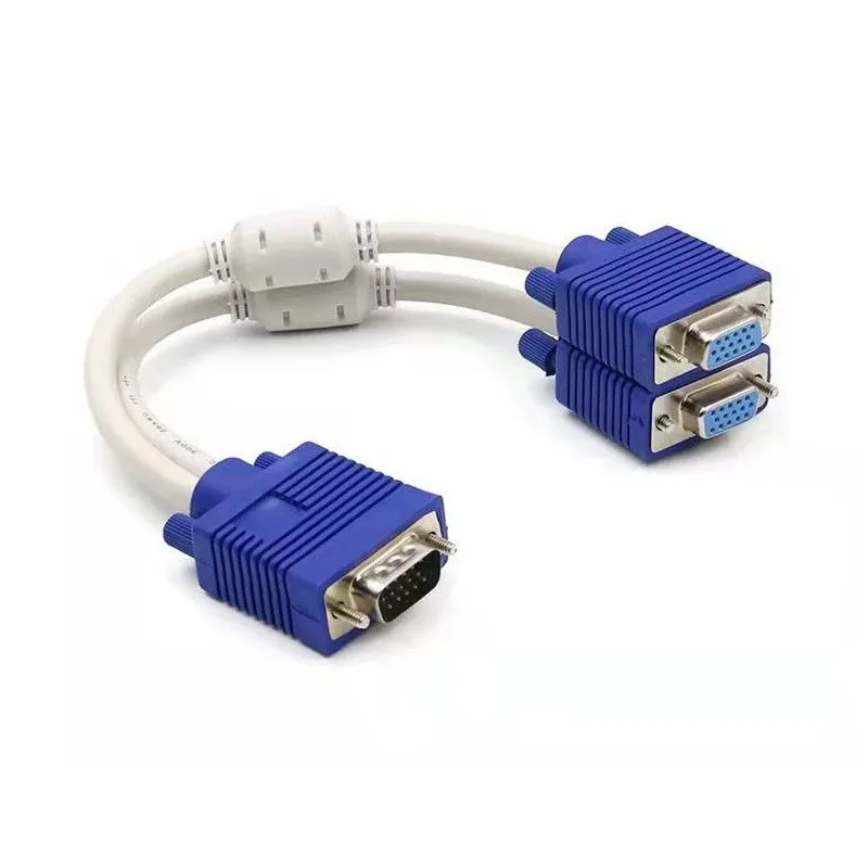 1 Computer To 2 Monitor VGA Y Splitter Cable 15Pin VGA Male To Dual Female 0.28M Video Adapter Cord For PC Laptop Screen