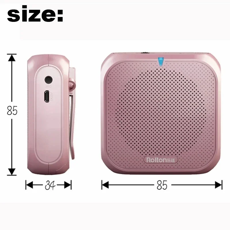 Rolton K400 Portable Voice Amplifier Megaphone Booster 4 Colors Portable Wired Mini Audio Speaker FM Radio MP3 Teacher Training