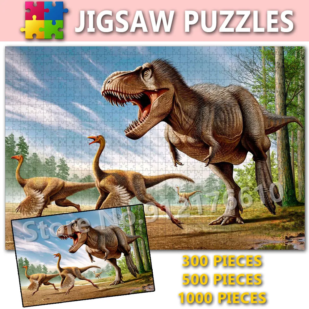 

Nursery Kids Gifts Jigsaw Puzzles 1000 Pcs Dinosaur Tyrannosaurus Rex Cartoon Animals Wooden Puzzle Education Decompression Toys