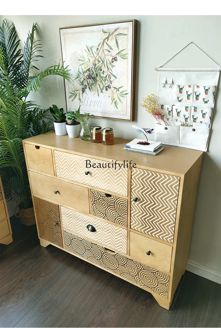 

LJYNordic simple solid wood living room entrance cabinet drawer storage decorative cabinet