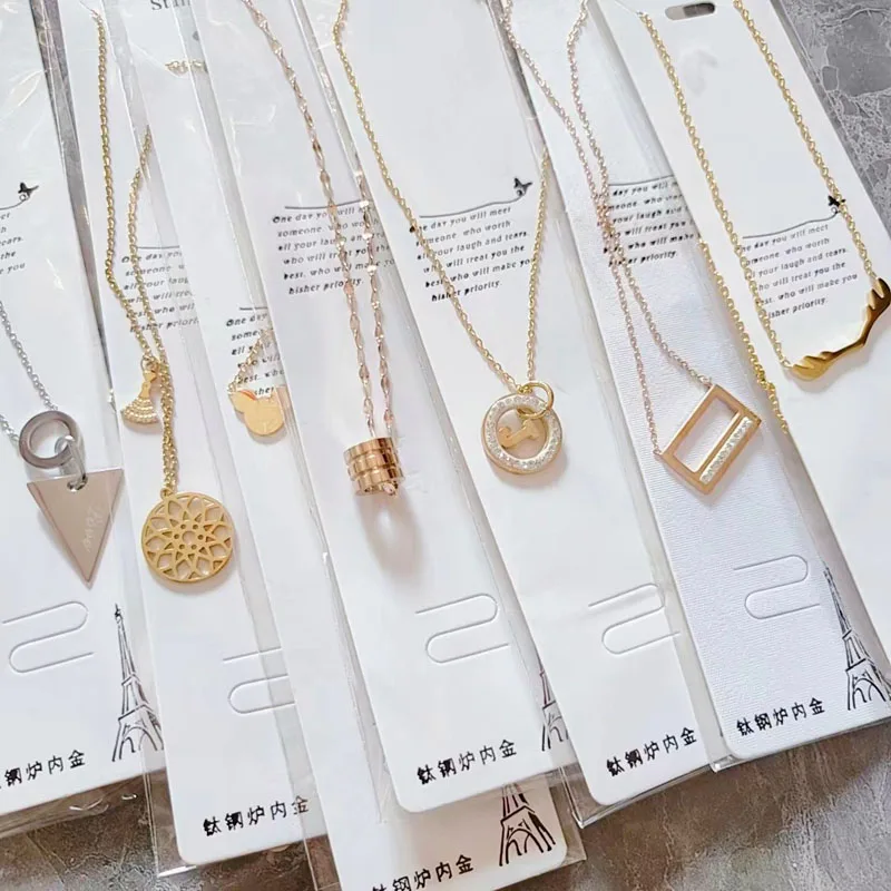 Trendy Stainless Steel Pendant Chain Necklace Rose Gold Steel Color Necklace Mixed Batch Source Manufacturer Direct Sales