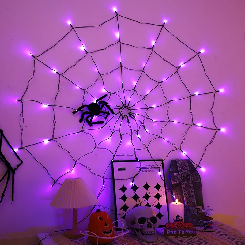 متوهجة شبكة العنكبوت ضوء هالوين الزخرفية LightLEDString أضواء شبح مهرجان الفوانيس أضواء الغلاف الجوي لوازم الحفلات