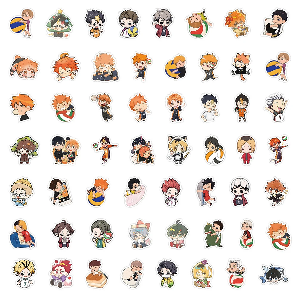 10/30/60pcs Cute Anime Haikyuu!! Stickers Kawaii Cartoon Graffiti Decals DIY Phone Water Bottle Luggage Funny Sticker Decoration