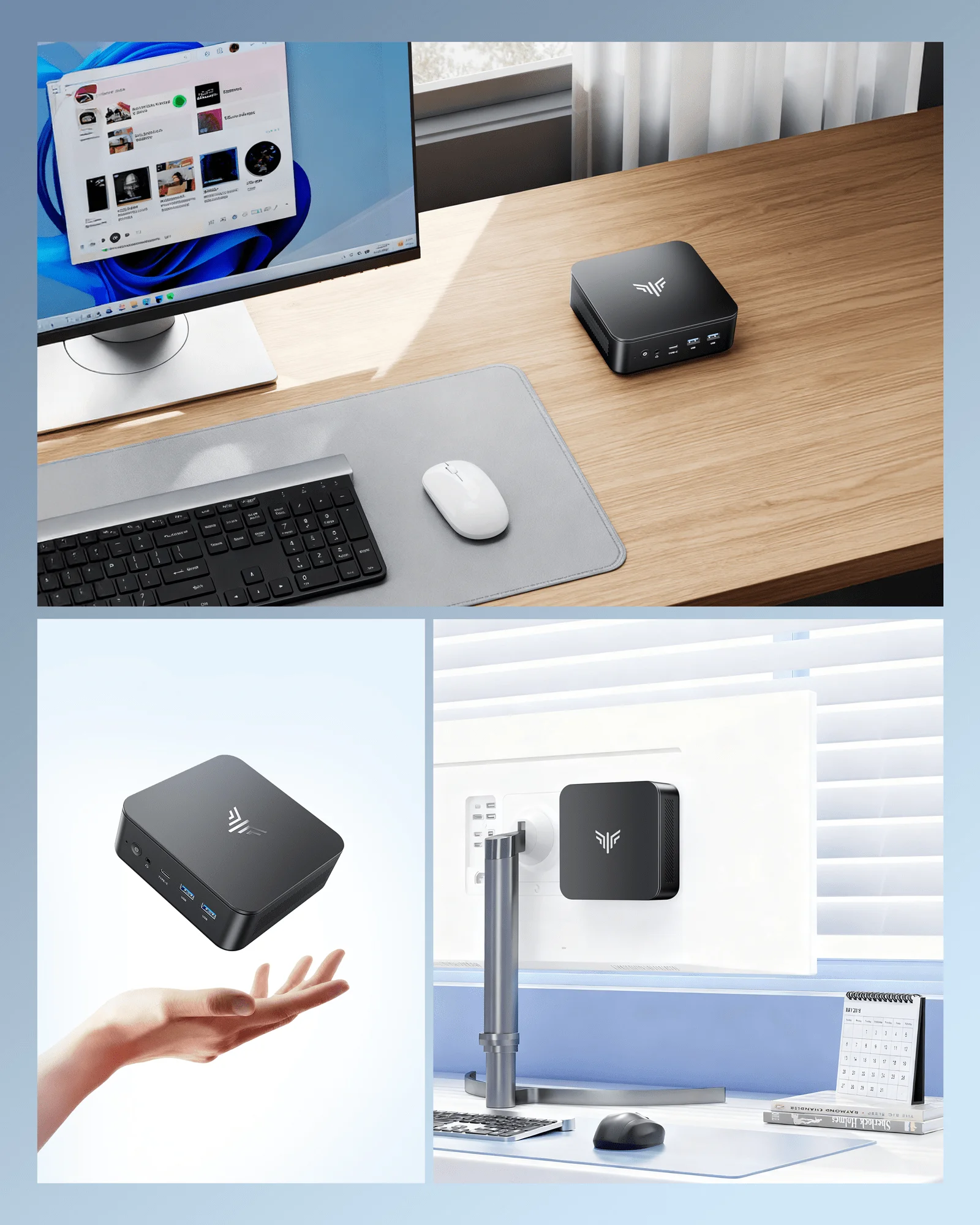 KAMRUI Mini PC AMD Ryzen5 3501U 8GB DDR4 256GB SSD Desktop Computer Dual 4K Display Micro PC WiFi5 Windows11 Pro for Home Office