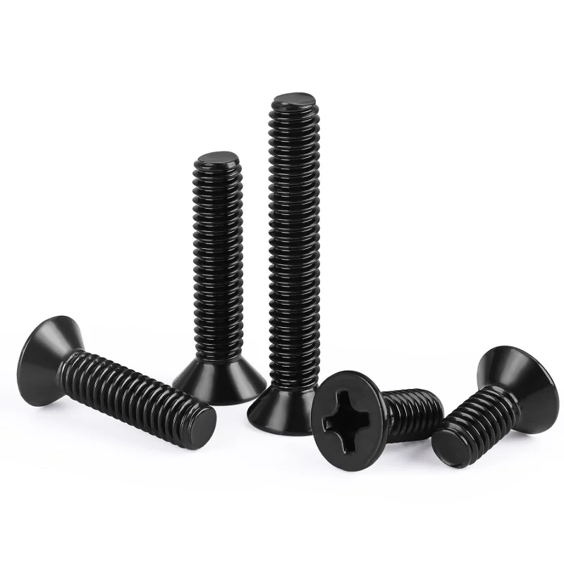 Black 304 Stainless Steel Cross Phillips Flat Countersunk Head Bolt M1.6 M2 M2.5 M3 M4 M5 M6 M8 Screw Length:3mm-60mm