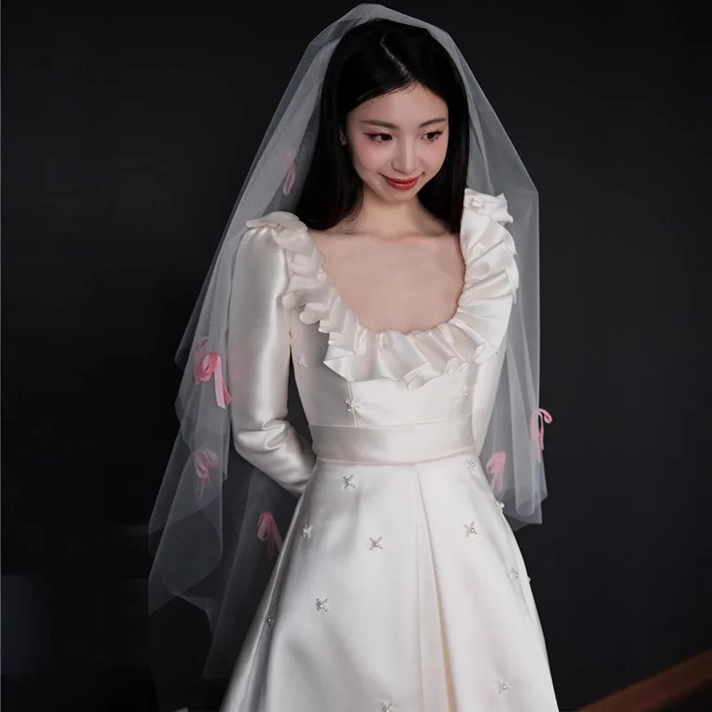 

Silk Satin Lightweight Bridal Gown Simple Elegant Off-Shoulder Forest System Outbound Train Welcome Guest Dress Skirt