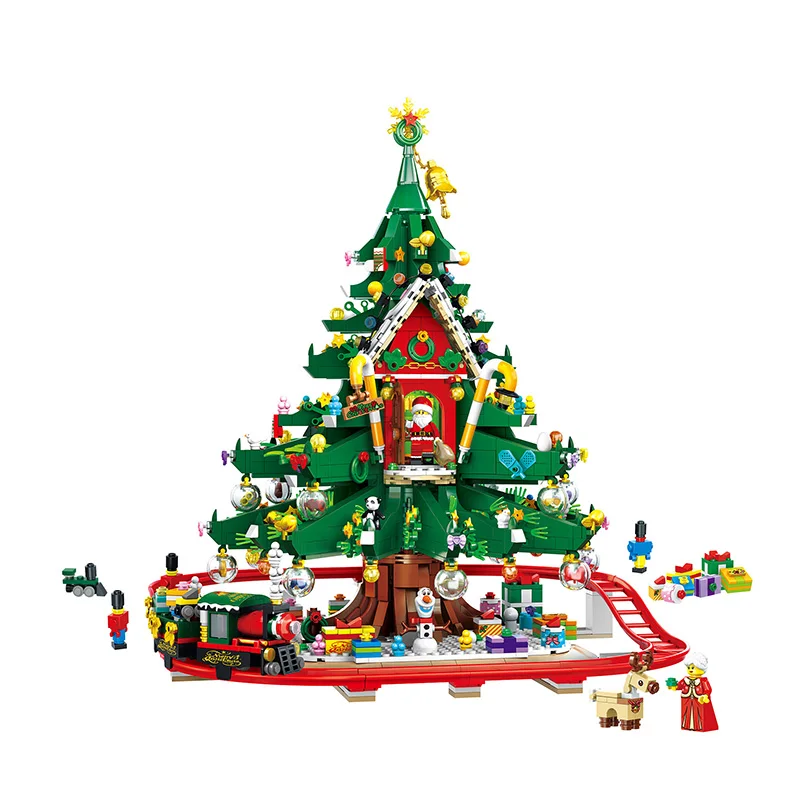 SX 88013 Christmas Tree House Model Modular Building Series DIY Toys Building Blocks Boys' Holiday Gifts 2100Pcs