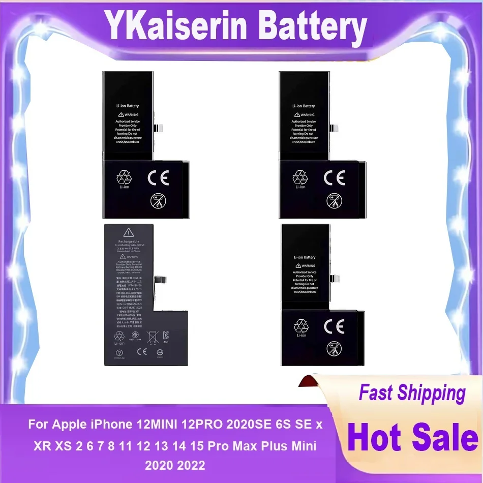 

Battery For Apple Iphone 12MINI 12PRO 2020SE 6S SE X XR XS 2 6 7 8 11 12 13 14 15 Pro Max Plus Mini 2020 2022 Bateria + NO