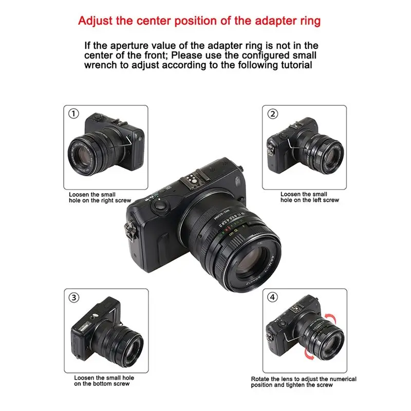 Pierścień adaptera ABFM-M42-EOSM do obiektywów M42 42mm, kompatybilny z aparatami Canon EOS M EF-M M2 M3 M5 M5II M6 M10 M50 M50II M100