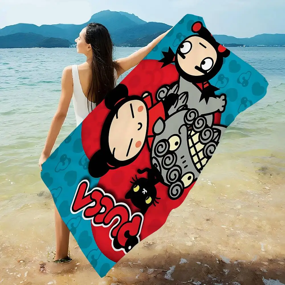 Animation Pucca Cate Microfiber Beach Towel Absorbent Quick dry Soft Yoga Swimming Resort Mountain Climbing Towel