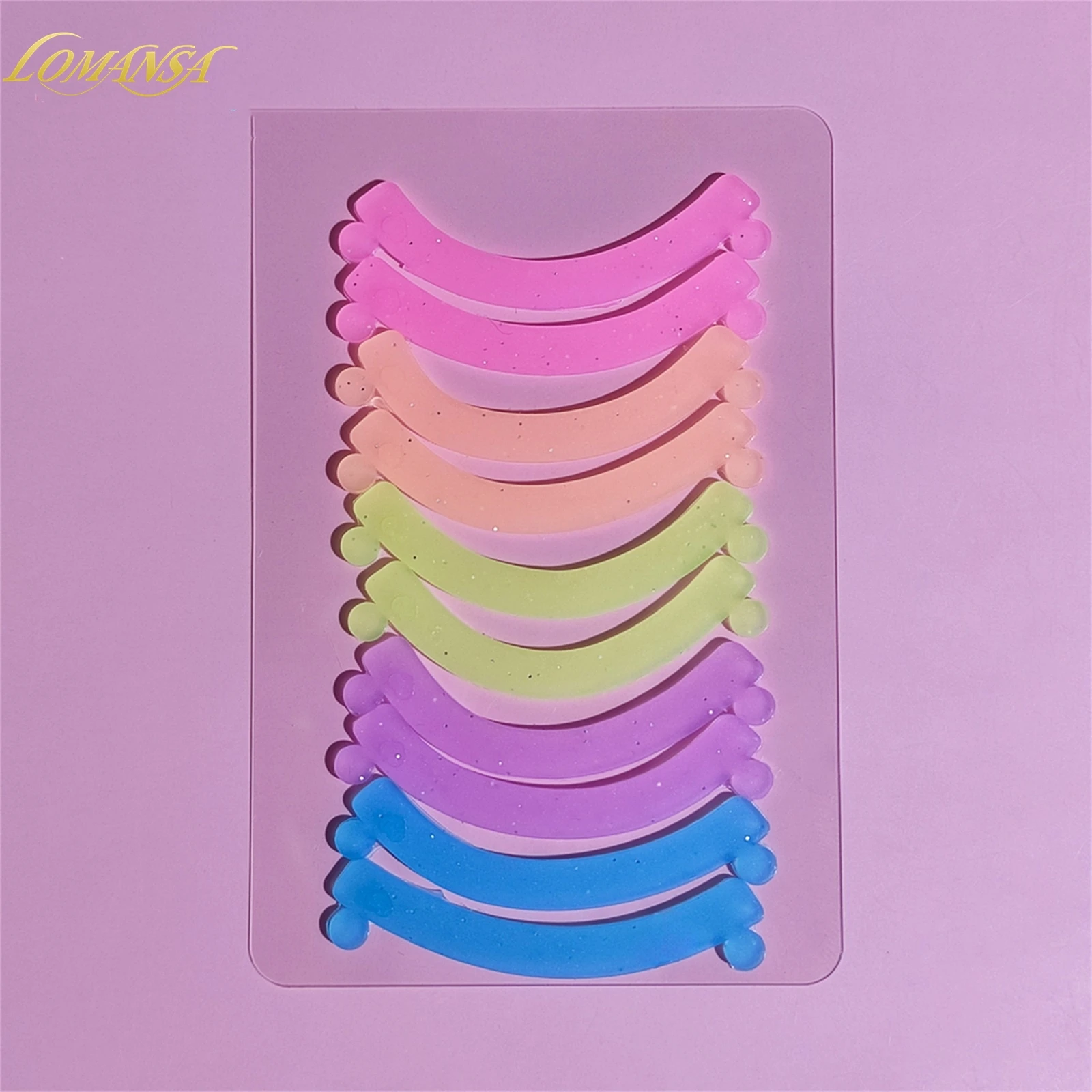 Lomansa 5 Color 10pc Silicone Eyelash Rods Softening Colorful Lash Lift Ribbon Perm Multi-Functional Eyelash Lifting Makeup Tool