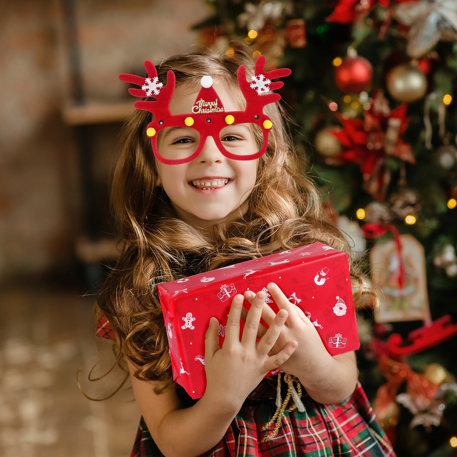 

4 Pcs Decor Christmas Decoration Glasses Carnival Shine Party Frames Eyeglasses Favors Glitter Child