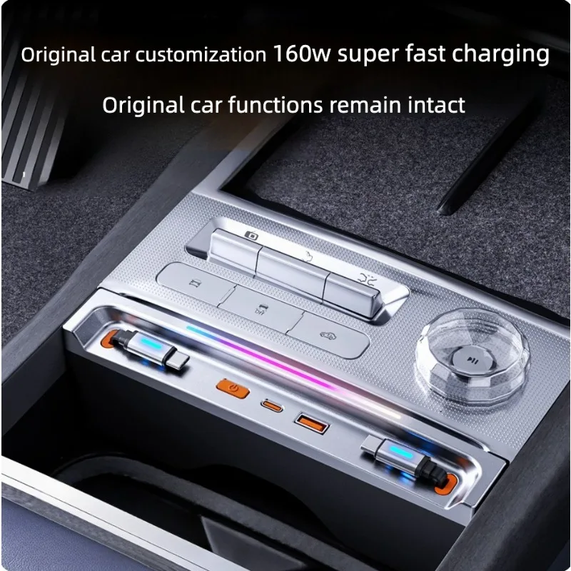 Center Console Fast‑Charging Expansion Dock Hub For ZEEKR 9X Multi‑Port Car Charger Adapter Interior Modification Accessories