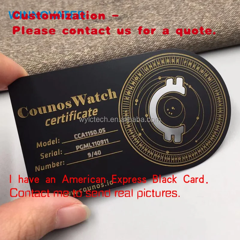 

на заказ. Индивидуальная VIP-визитная карточка из матового черного металла толщиной 0,8 мм с