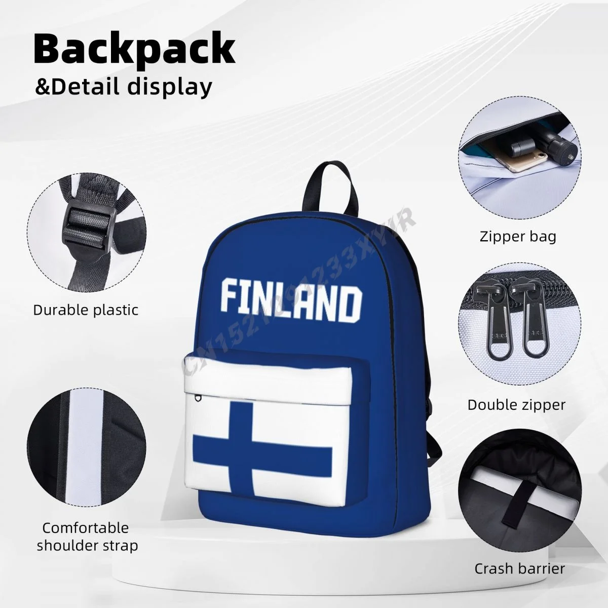 유니섹스 배낭 핀란드 국기 스티치 책가방 메신저 백 케이스 노트북 여행 가방 Mochila 선물
