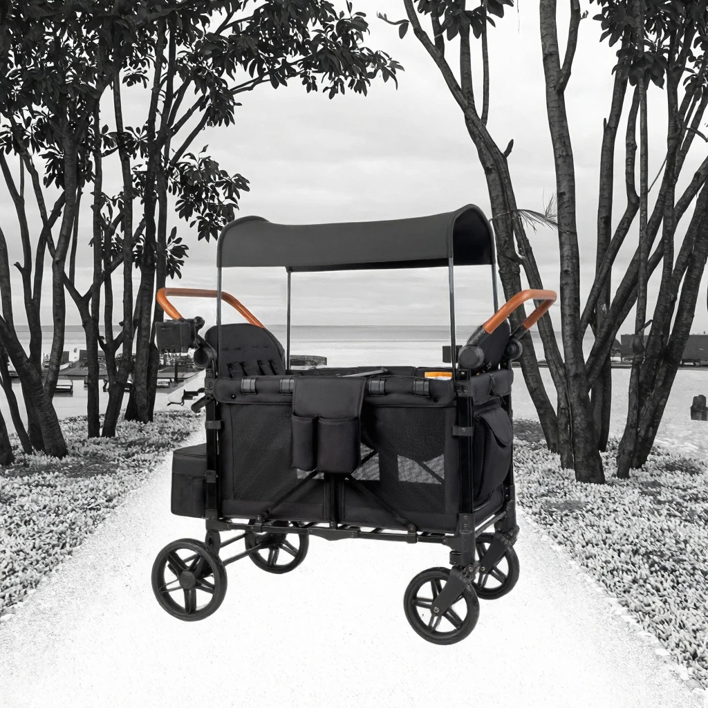 

Wellpal S-SZMC Foldable 4-Seat Baby Stroller W/ Double Handle & Metal Frame-Large Breathable Space 0-3 Years Old