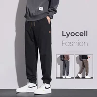 Lyocell-pantalones de chándal informales para hombre, pantalón holgado de cintura elástica, suave y acogedor, moda coreana, otoño