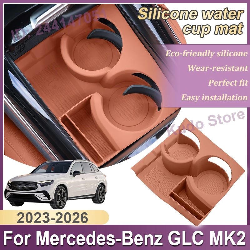 

Central Control Water Cup Pad For Mercedes Benz GLC X254 2023~2026 Car Accessories Silicone Cup Holder Coaster Covers Auto Parts