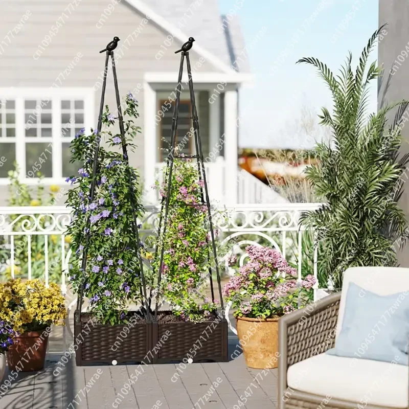 Adjustable Raised Garden Bed with Lockable Wheels Includes Plant Box and Trellis Fencing Trellis & Gates Product