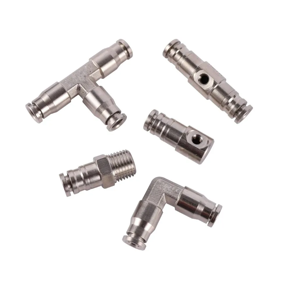 OD 6.35mm Tube 1/4” Pipe Slip Lock Connector Push-to-Connect Straight Connector Pipe Fitting Nozzle Leak Resistant