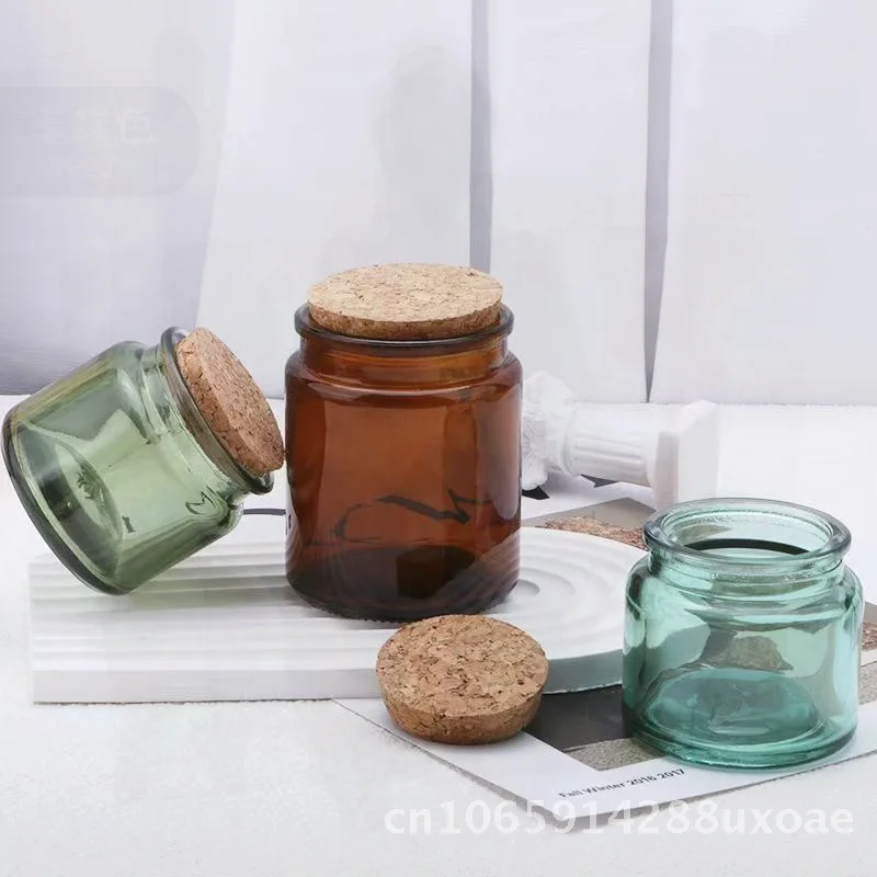 كوب شمعة معطر باللون البني، حاوية شمع فارغة يمكنك صنعها بنفسك، زجاجة زجاجية تذكارية لديكور المنزل