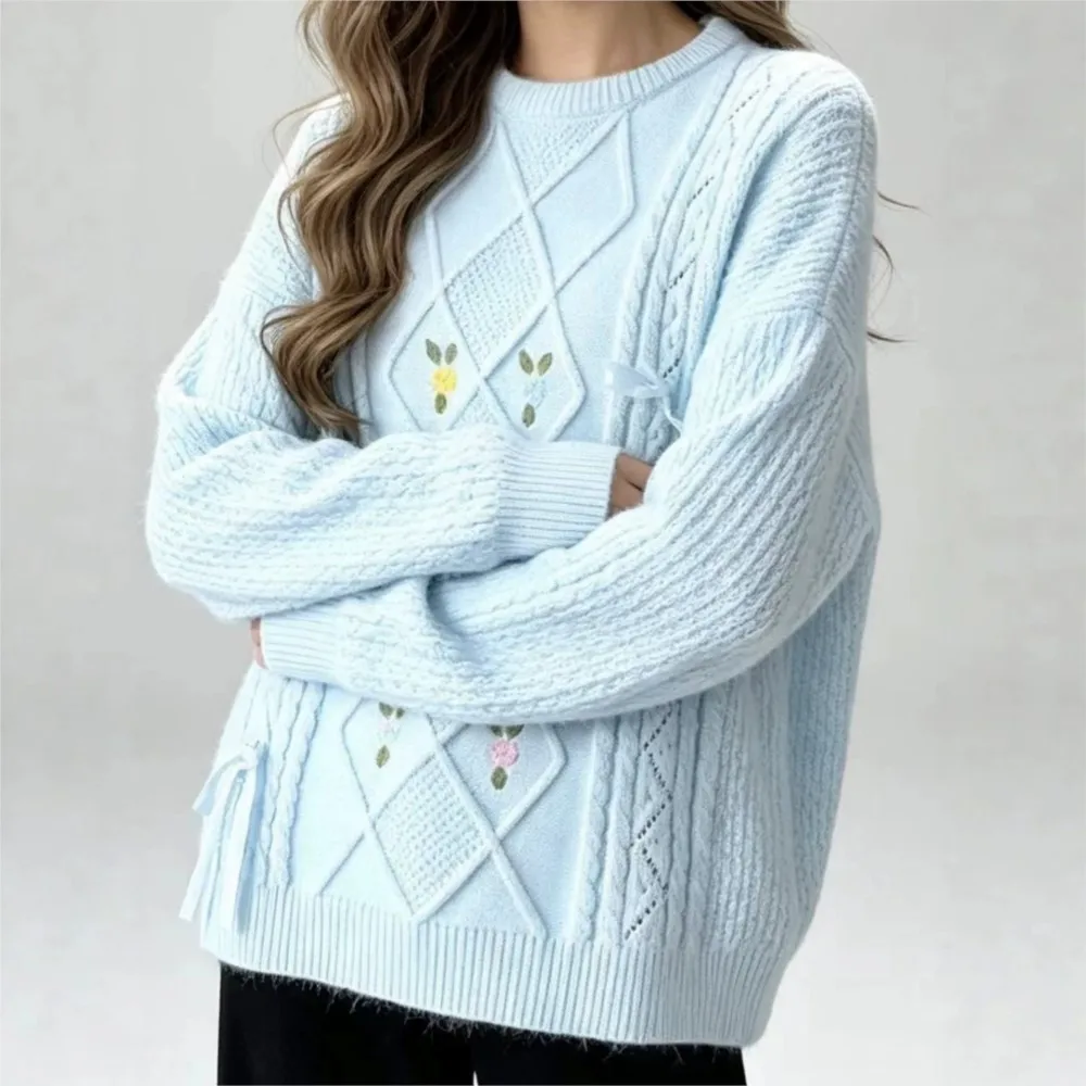 MsChuh All-match Loose Simple Style Sweater Winter Clothes Woman Pulls Femmes Comfortable Fresh And Sweet Casual Bowknot Trendy