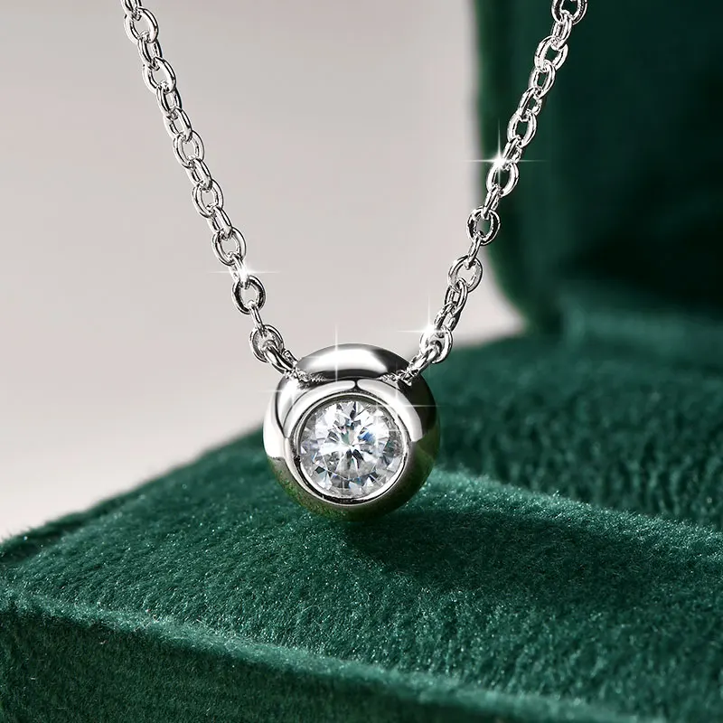 Women's Moissanite Necklace, 14K Gold Filled Bubble Design