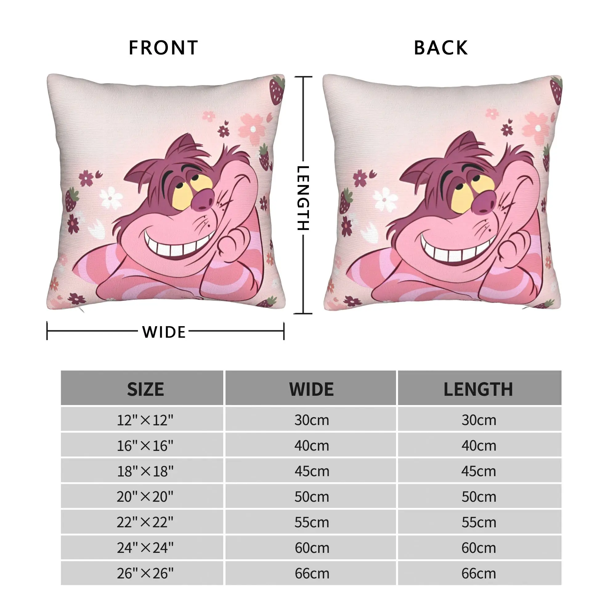 Cartoon Alice in Wonderland Cheshire Cat Square Pillow Case  Cushion Cover Custom Zipper Decorative Pillowcover for Car 18