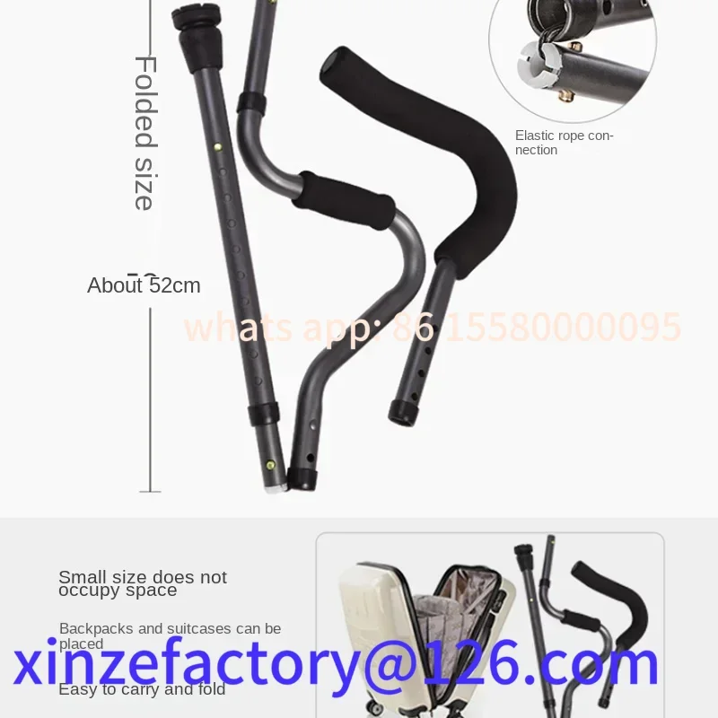 Stampelle ascellari doppie di tipo F premium personalizzabili, pieghevoli e antiscivolo, ausilio alla mobilità regolabile