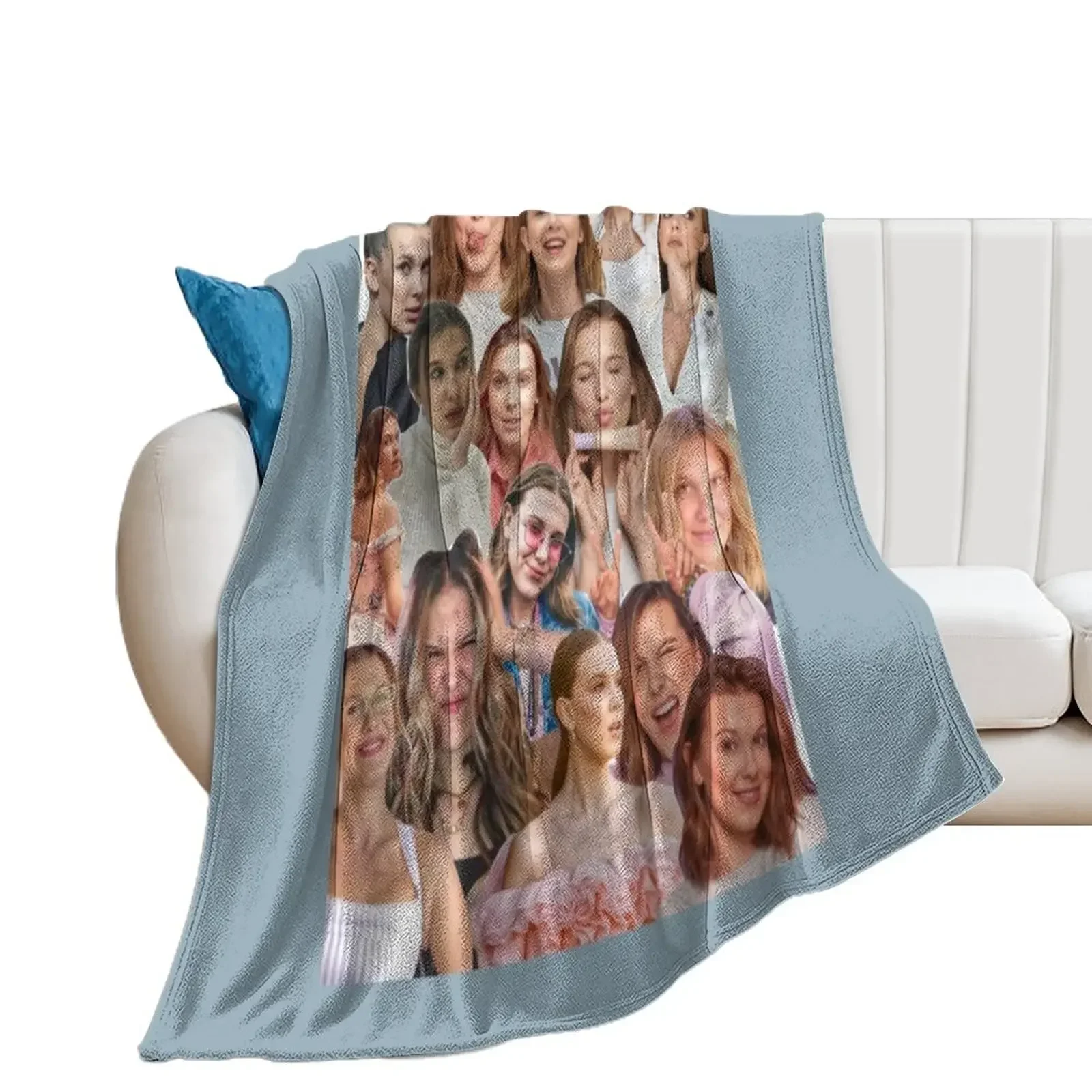 

Millie Bobby Brown Edit Collage by Stasii Graphic Throw Blanket Weighted Fashion Sofas Blankets