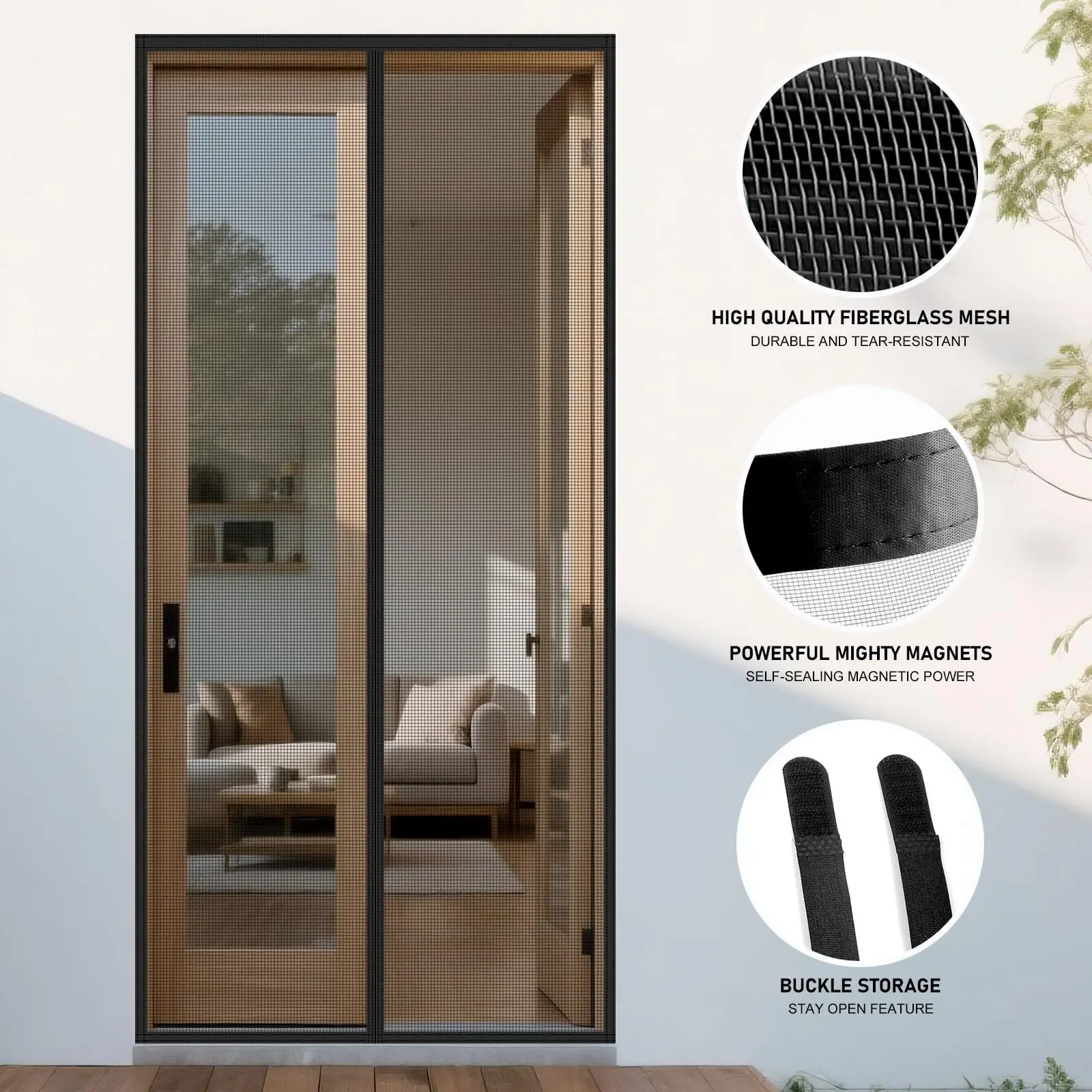 Breathable Full-Home Mosquito Curtain, Thick Dense Mesh, Magnetic Auto Fit, Drill-Free Home Application