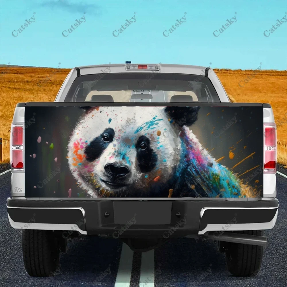 Paint Splatter Panda Animal Truck Tailgate Wrap Professional Grade Material Universal Fit for Full Size Trucks Weatherproof