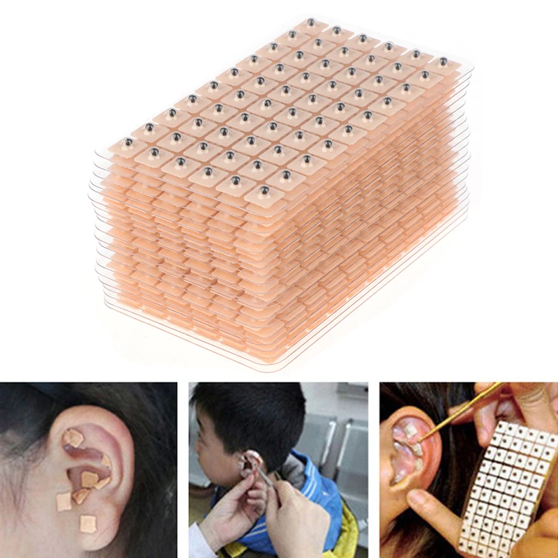 1200Pcs Relaxation Ear Stickers Therapy Needle Patch Ear Acupuncture Needle Ear Massage Care Auriculotherapy Vaccaria Seeds Kit