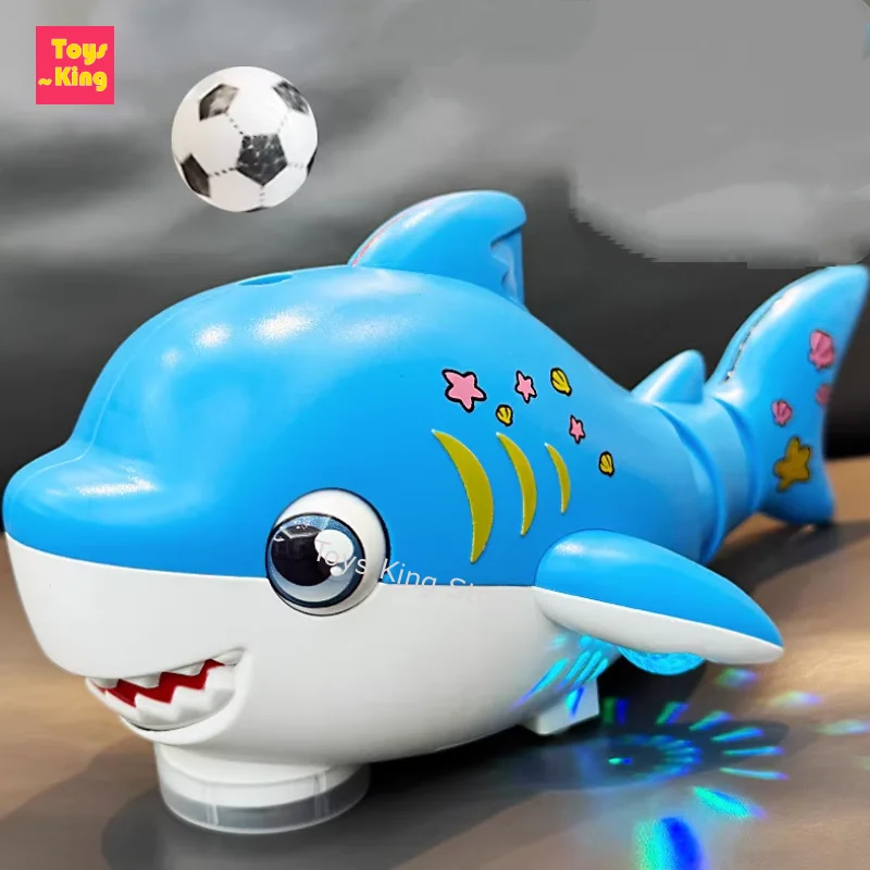 Tiburón oscilante eléctrico que sopla bola automática para evitar obstáculos con música y luces juguetes para niños pequeños regalo educativo para bebés