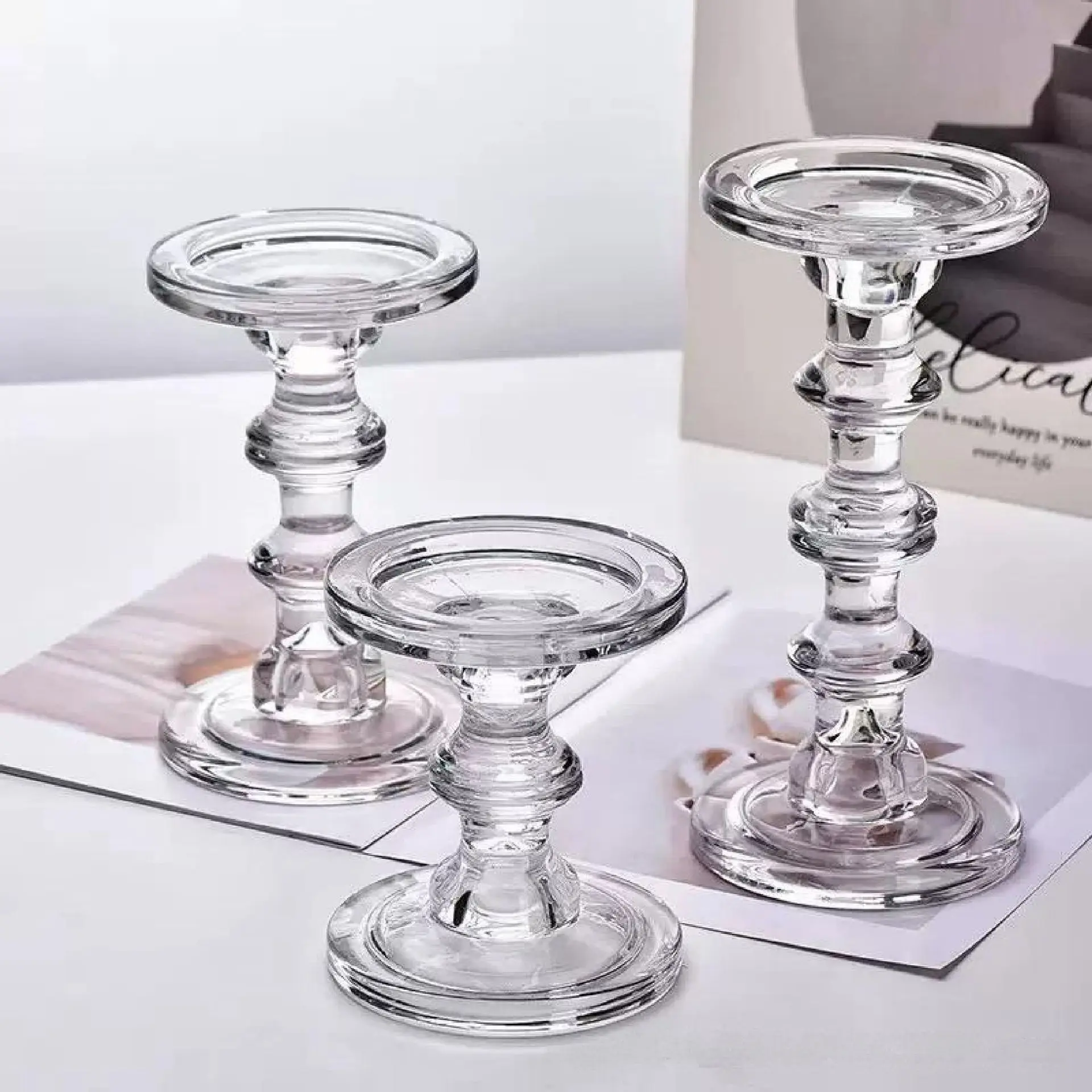 European Style Crystal Glass Candle Holders, Subtle Luxury Home Decor