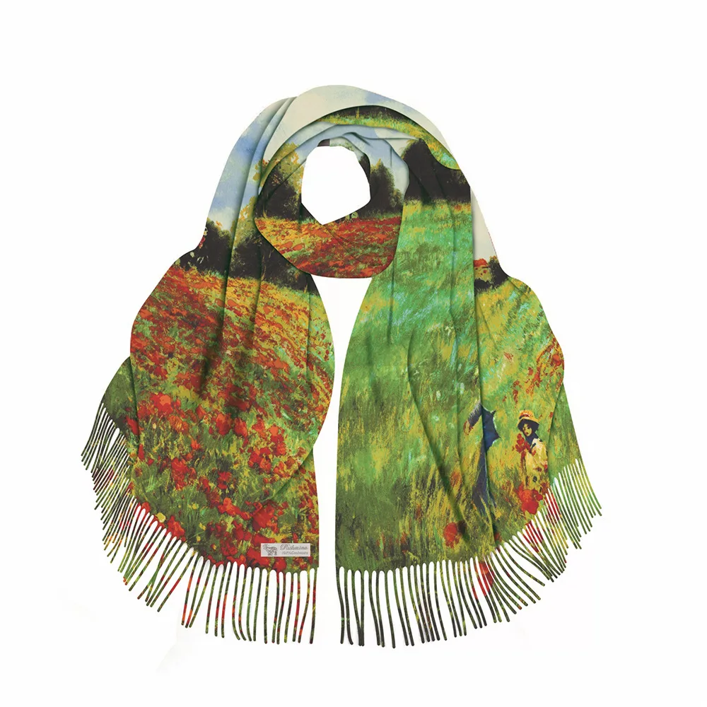 

Шаль из искусственного кашемира с художественным нежным узором 200x70 см, французский весенний шарф, теплый, без катышков, для повседневного ношения