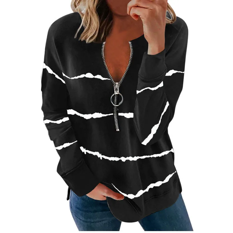 Classic Striped Hoodies Women Fashion Zipper Hoodies 3d Crewneck Graphic Sweatshirt Zip Up Hoodie Oversized Sudaderas Girl Coats