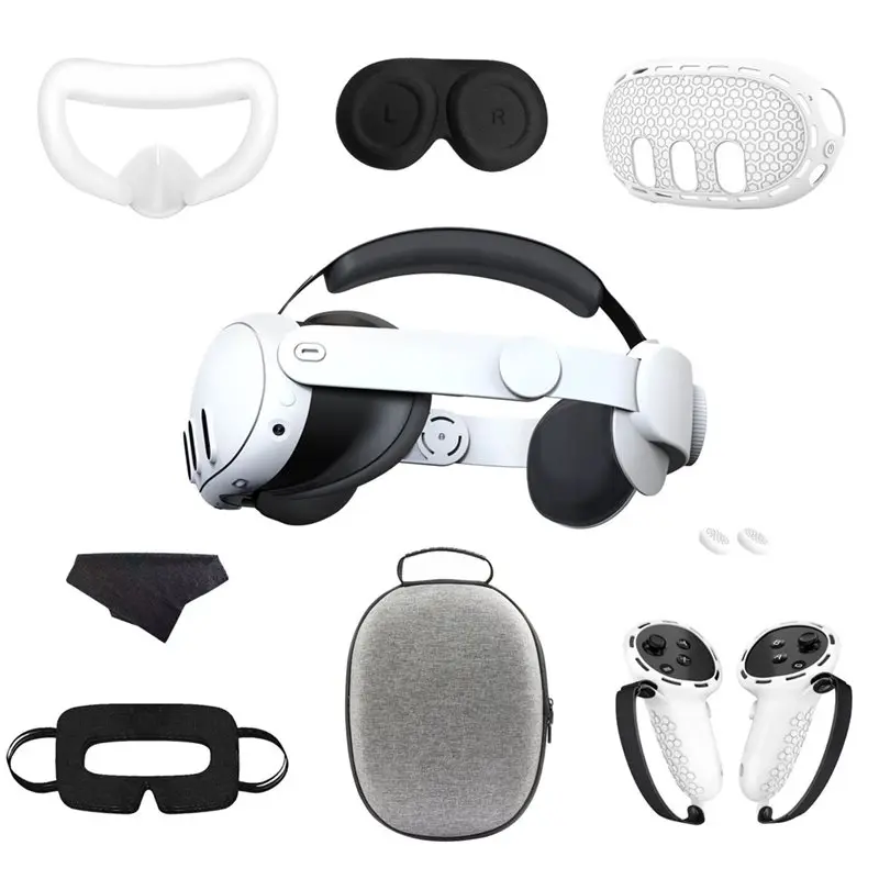 

A73E-For Meta: Набор из девяти силиконовых защитных чехлов для VR-гарнитуры, контроллера и основного блока