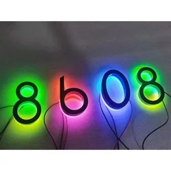 Modern Residential RGB House Number Light Outdoor Waterproof Home Hotel Door Plates Metal Illuminated House Sign Address Plaques