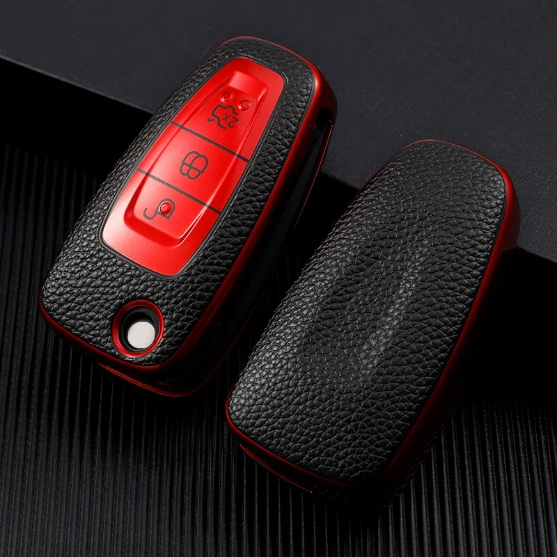 

Leather TPU Car Smart Key Full Cover Case Fob Shell For Ford Focus 2 3 4 MK2 MK3 MK4 Mondeo Galaxy Fiesta Kuga Escape Ecosport